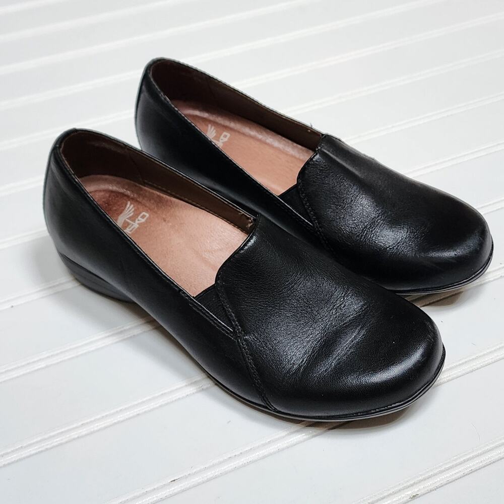 Dansko Women's Farah Leather Slip On Loafer Shoes Size 36 (5.5-6) Black